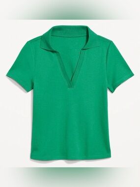 Old Navy Green V-Neck Polo Short Sleeve Top